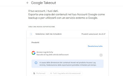 Salva dati Google